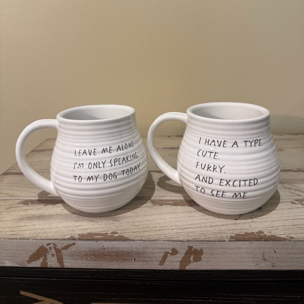 Set of 2 Mud Pie Mugs with Dog Sayings